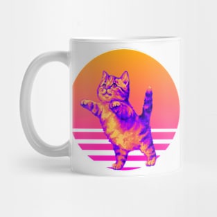 Playful Cat Retro Sunset Mug